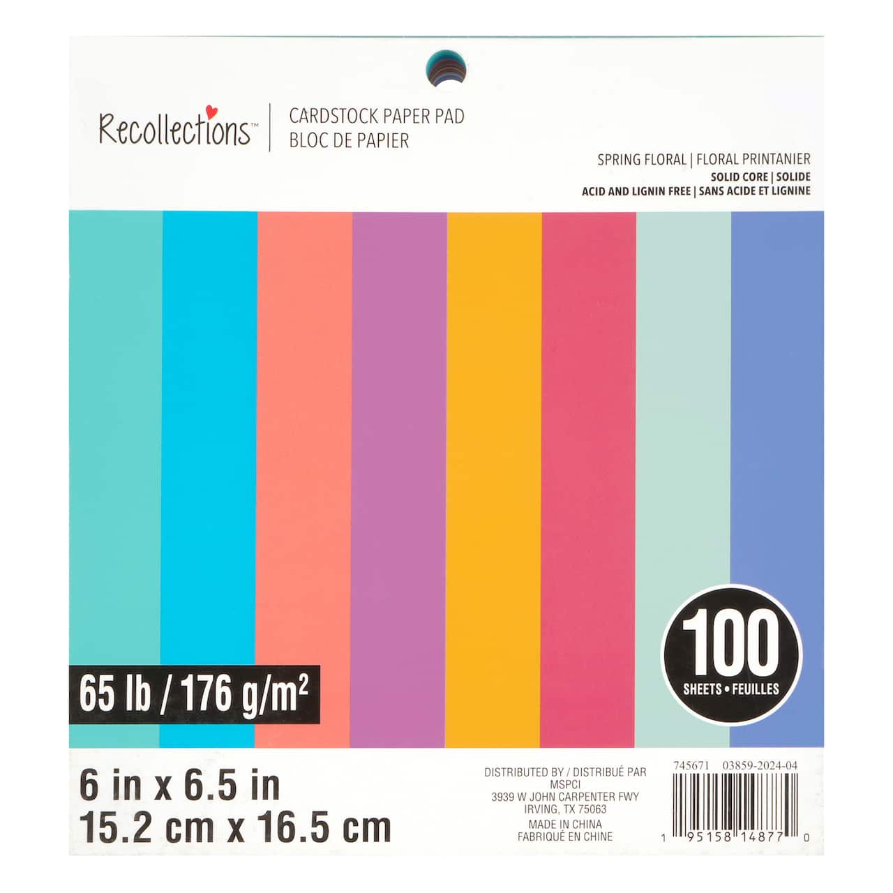 6" x 6.5" Spring Floral 65lb. Cardstock Paper Pad by Recollections™, 100 Sheets